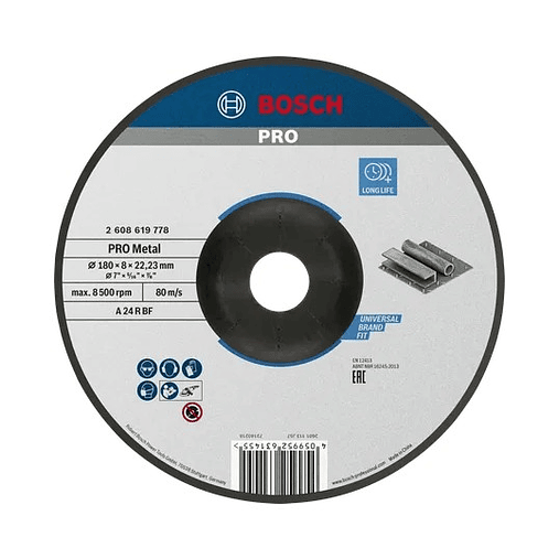 Disco de rebarbar colado Ø180mm PRO Metal BOSCH 1