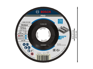Disco de rebarbar Ø115mm colado PRO Metal BOSCH 