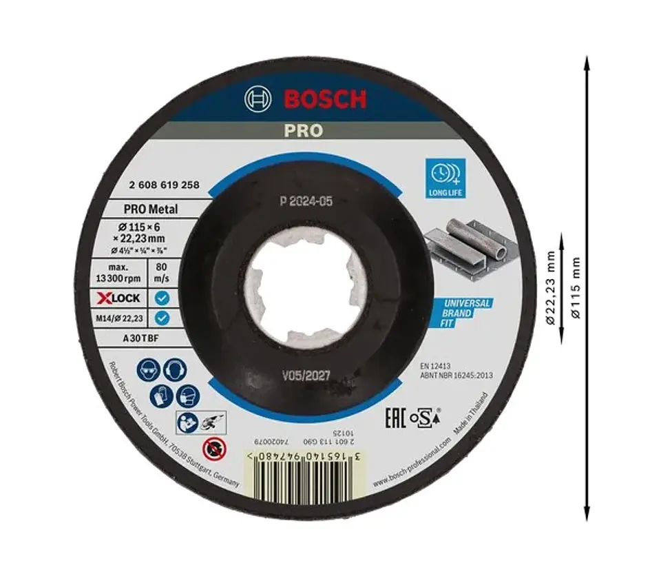 Disco de rebarbar Ø115mm colado PRO Metal BOSCH  2