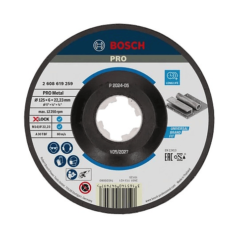 Disco de rebarbar Ø125mm colado PRO Metal BOSCH