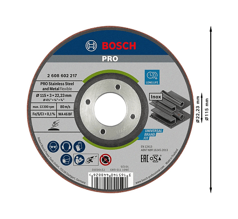 Disco de rebarbar Ø115mm colado PRO Semi-Flexible BOSCH 