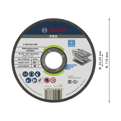 Disco abrasivo colado Ø115mm PRO Stainless Steel and Metal BOSCH  2
