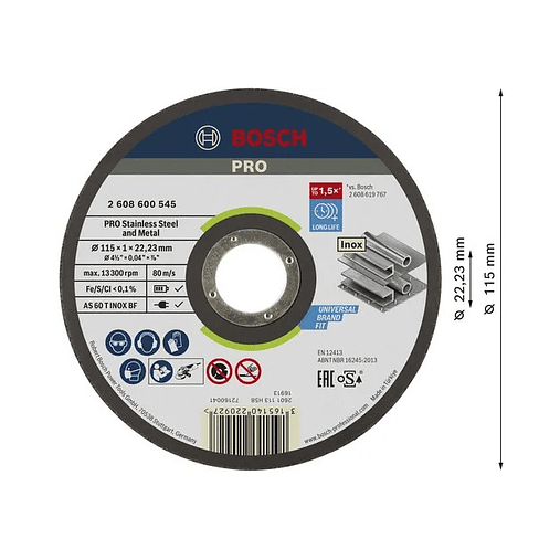 Disco abrasivo colado Ø115mm PRO Stainless Steel and Metal BOSCH  2