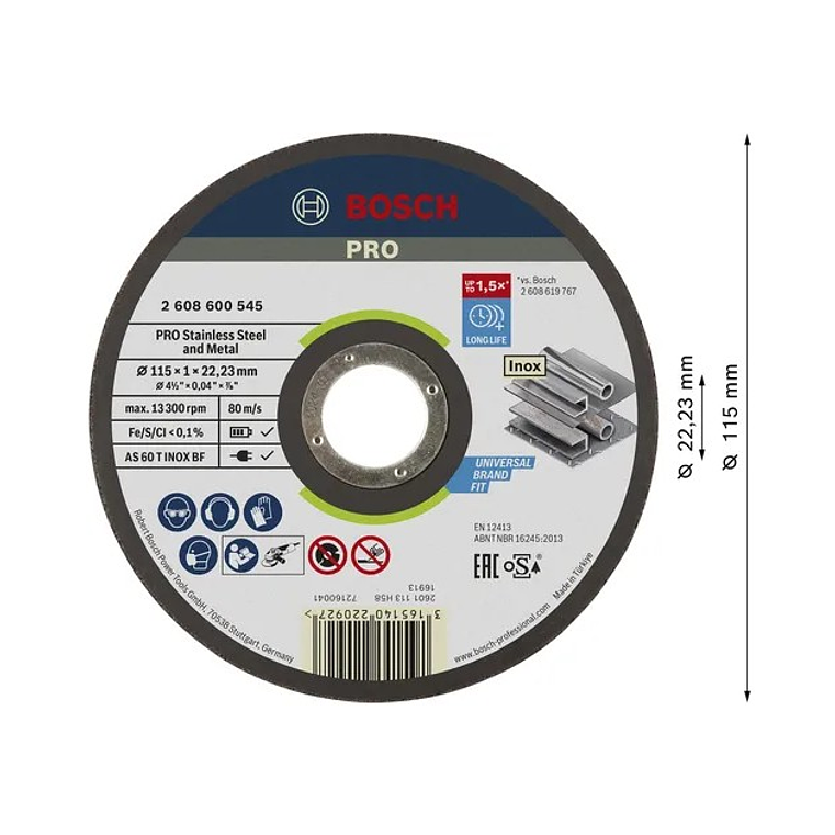 Disco abrasivo colado Ø115mm PRO Stainless Steel and Metal BOSCH  2