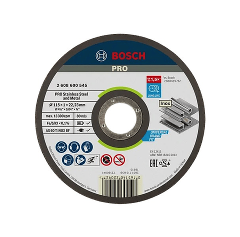 Disco abrasivo colado Ø115mm PRO Stainless Steel and Metal BOSCH 
