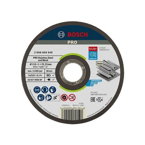 Disco abrasivo colado Ø115mm PRO Stainless Steel and Metal BOSCH  1