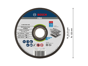 Disco abrasivo colado Ø125mm PRO Stainless Steel and Metal BOSCH
