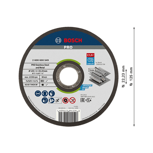 Disco abrasivo colado Ø125mm PRO Stainless Steel and Metal BOSCH 2