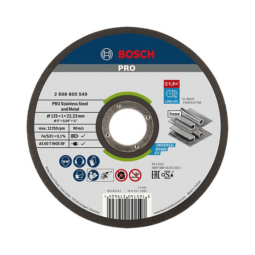 Disco abrasivo colado Ø125mm PRO Stainless Steel and Metal BOSCH 1