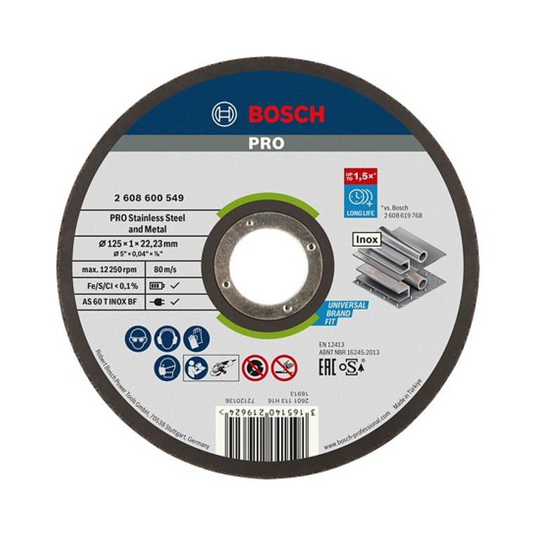 Disco abrasivo colado Ø125mm PRO Stainless Steel and Metal BOSCH 1