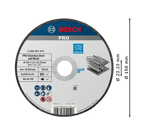 Disco abrasivo colado Ø150mm PRO Stainless Steel and Metal BOSCH