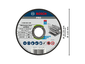 Disco abrasivo colado Ø115mm PRO Stainless Steel and Metal BOSCH
