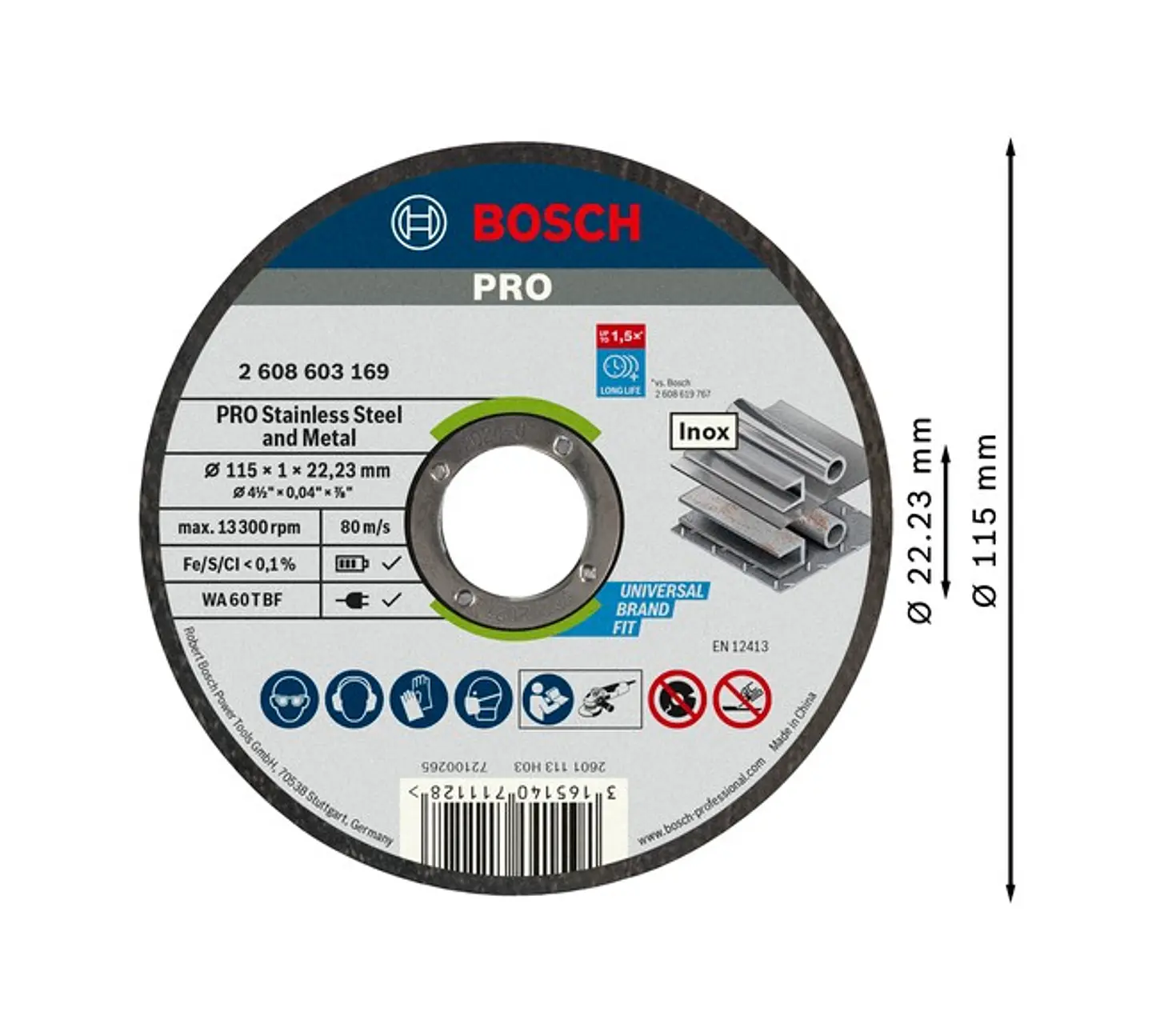Disco abrasivo colado Ø115mm PRO Stainless Steel and Metal BOSCH 2