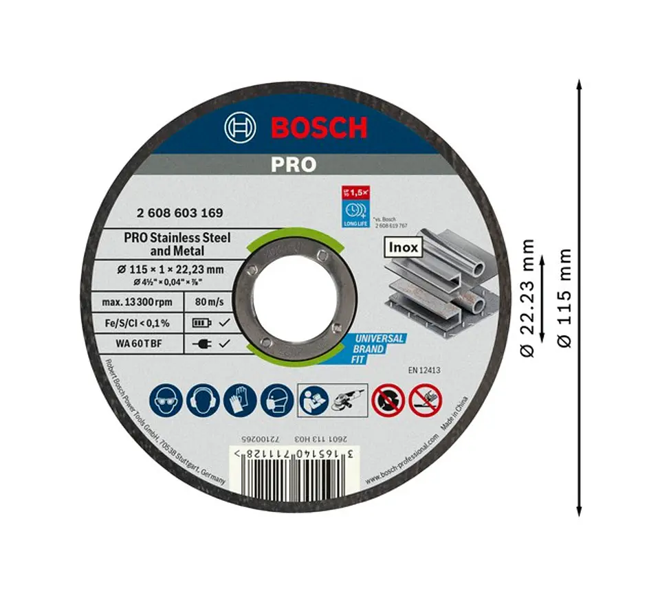 Disco abrasivo colado Ø115mm PRO Stainless Steel and Metal BOSCH 2
