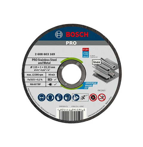 Disco abrasivo colado Ø115mm PRO Stainless Steel and Metal BOSCH