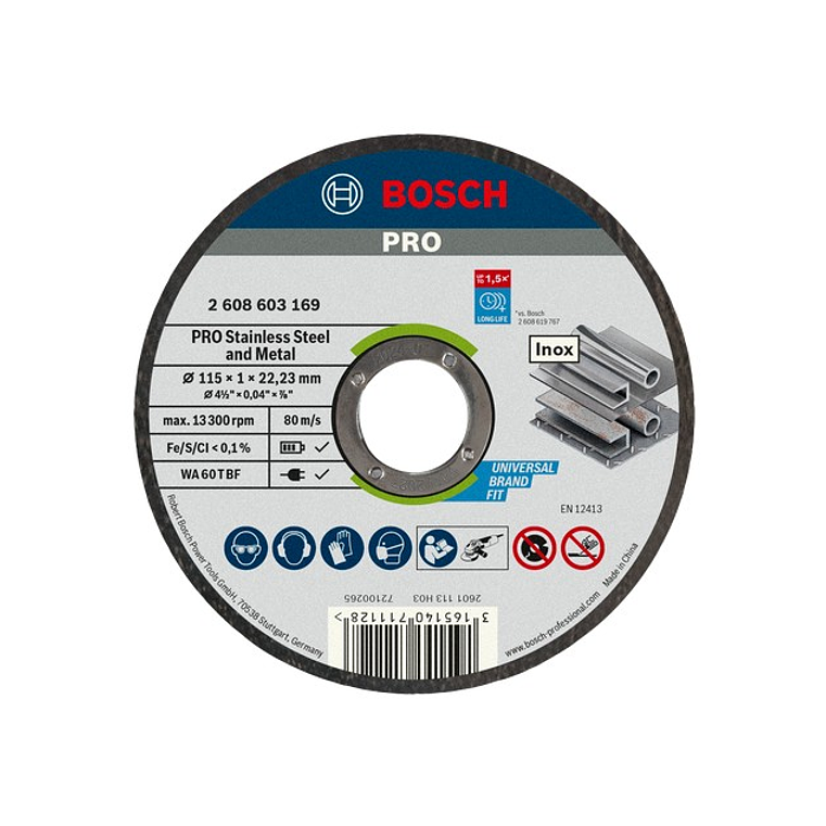 Disco abrasivo colado Ø115mm PRO Stainless Steel and Metal BOSCH 1