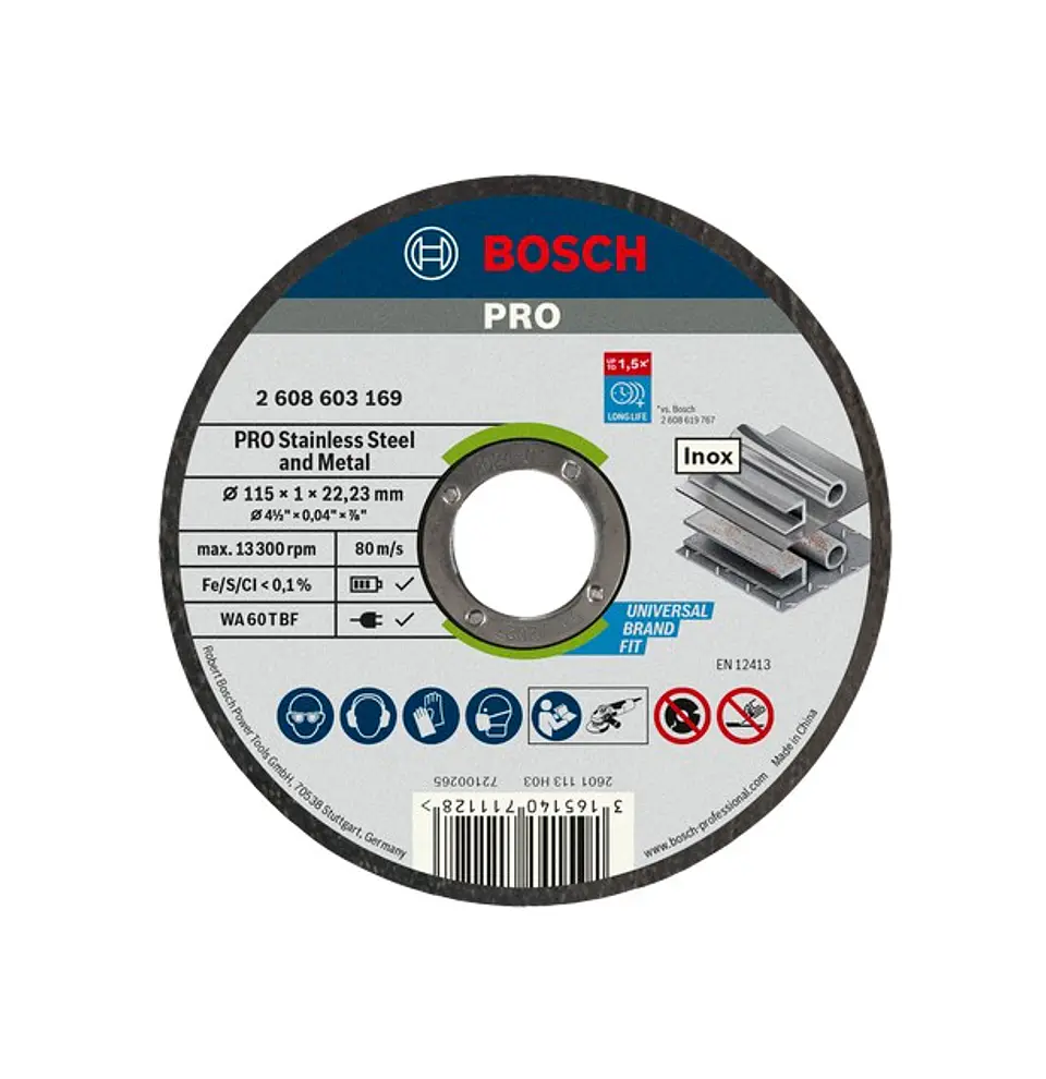 Disco abrasivo colado Ø115mm PRO Stainless Steel and Metal BOSCH 1