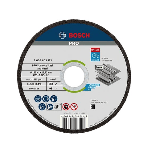 Disco abrasivo colado Ø125mm PRO Stainless Steel and Metal BOSCH