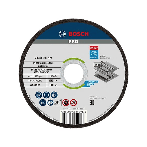 Disco abrasivo colado Ø125mm PRO Stainless Steel and Metal BOSCH 1