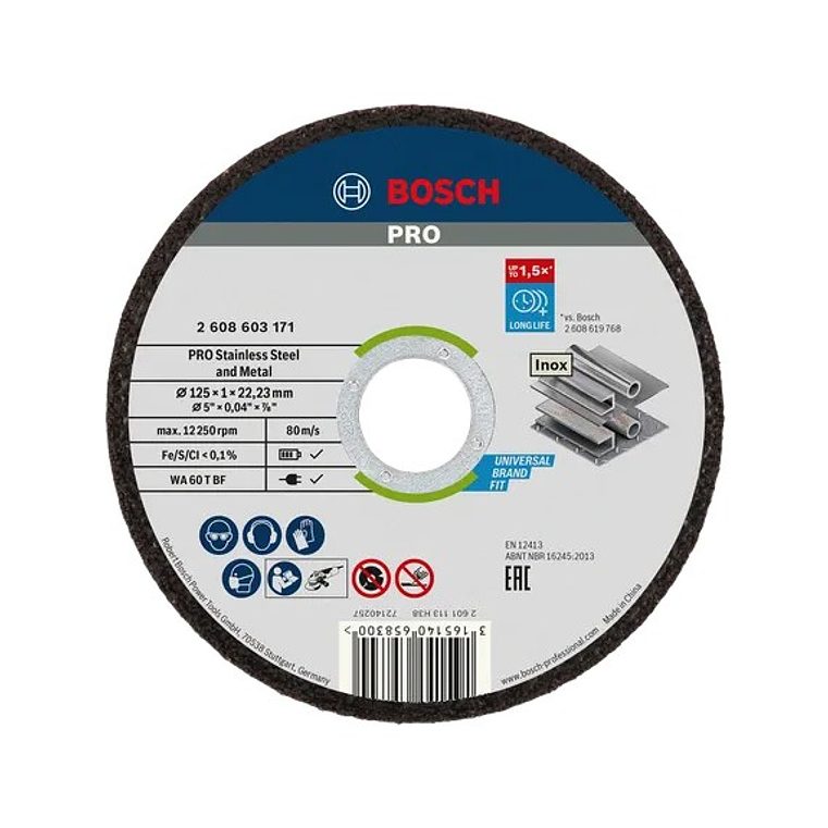 Disco abrasivo colado Ø125mm PRO Stainless Steel and Metal BOSCH 1