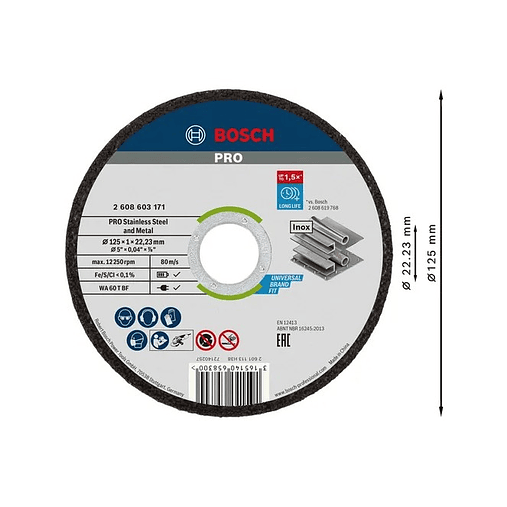 Disco abrasivo colado Ø125mm PRO Stainless Steel and Metal BOSCH 2