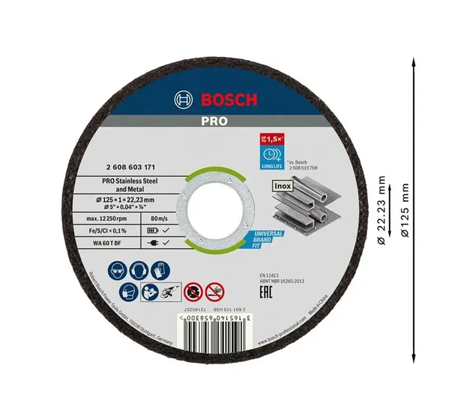 Disco abrasivo colado Ø125mm PRO Stainless Steel and Metal BOSCH 2