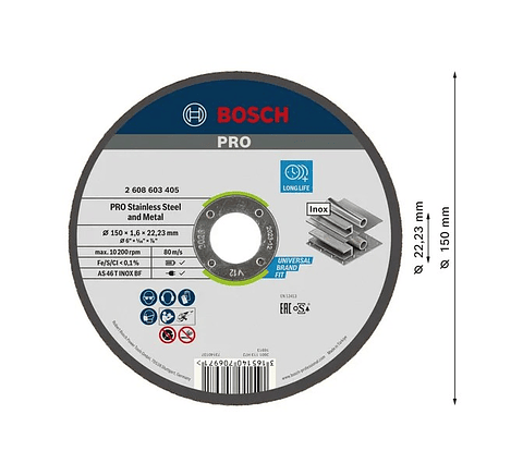 Disco abrasivo colado Ø150mm PRO Stainless Steel and Metal (1 unidade) BOSCH