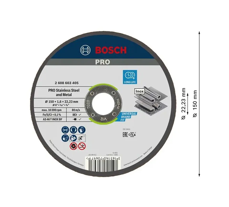 Disco abrasivo colado Ø150mm PRO Stainless Steel and Metal (1 unidade) BOSCH 2