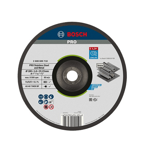 Disco abrasivo colado Ø180mm PRO Stainless Steel and Metal BOSCH 