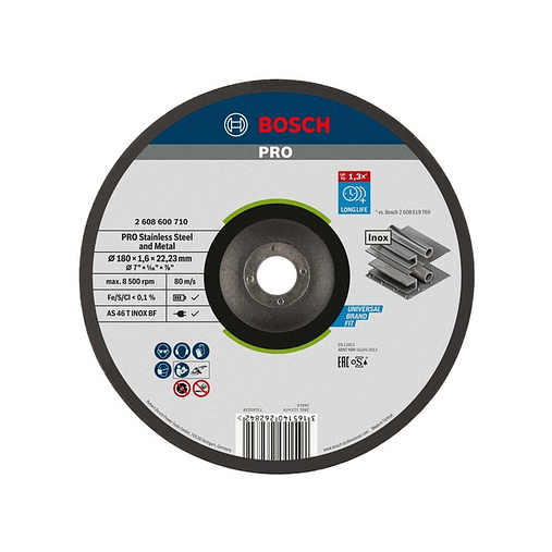 Disco abrasivo colado Ø180mm PRO Stainless Steel and Metal BOSCH  1
