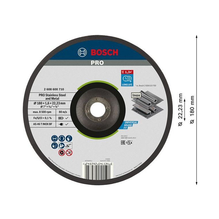 Disco abrasivo colado Ø180mm PRO Stainless Steel and Metal BOSCH  2