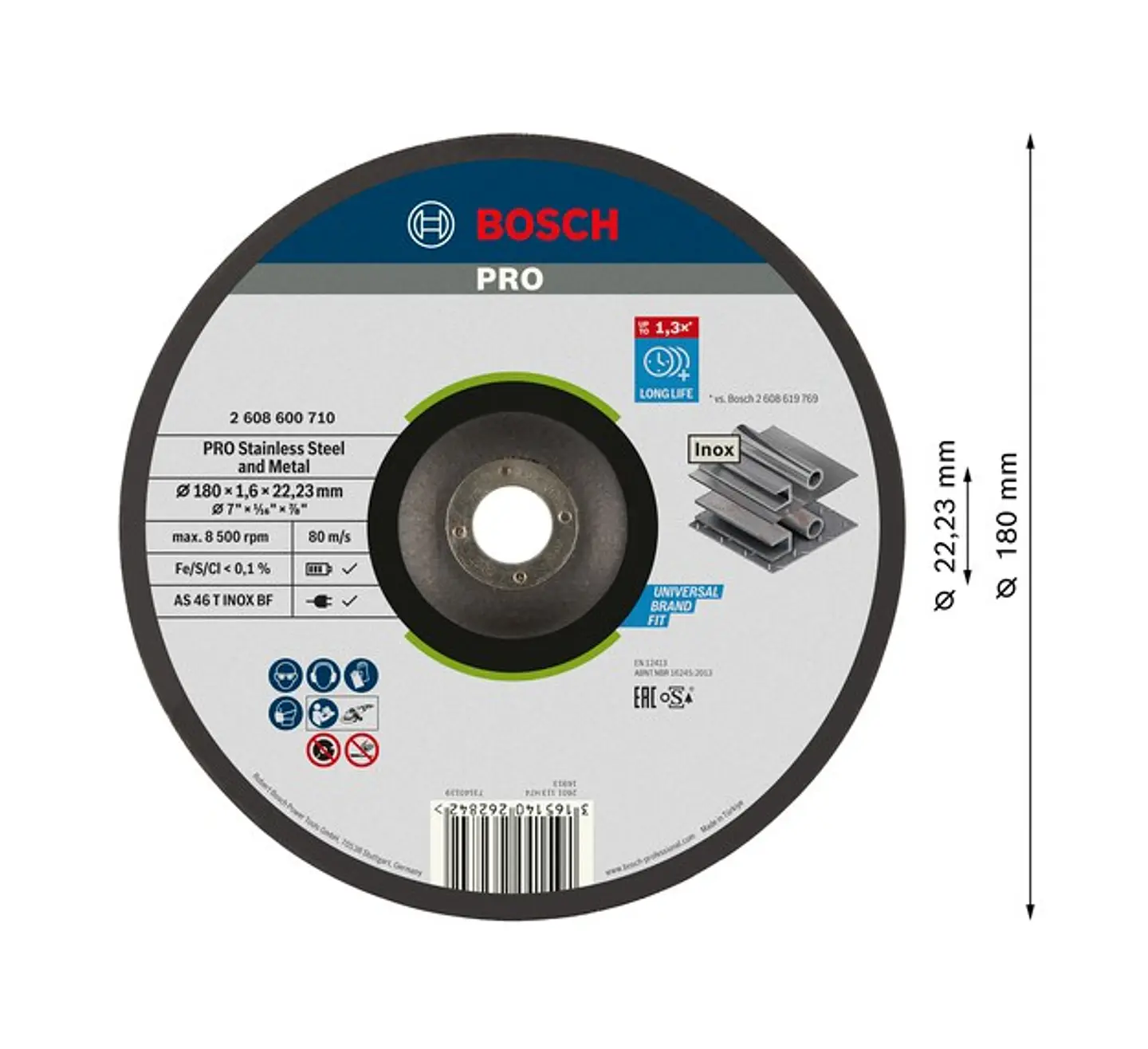 Disco abrasivo colado Ø180mm PRO Stainless Steel and Metal BOSCH  2