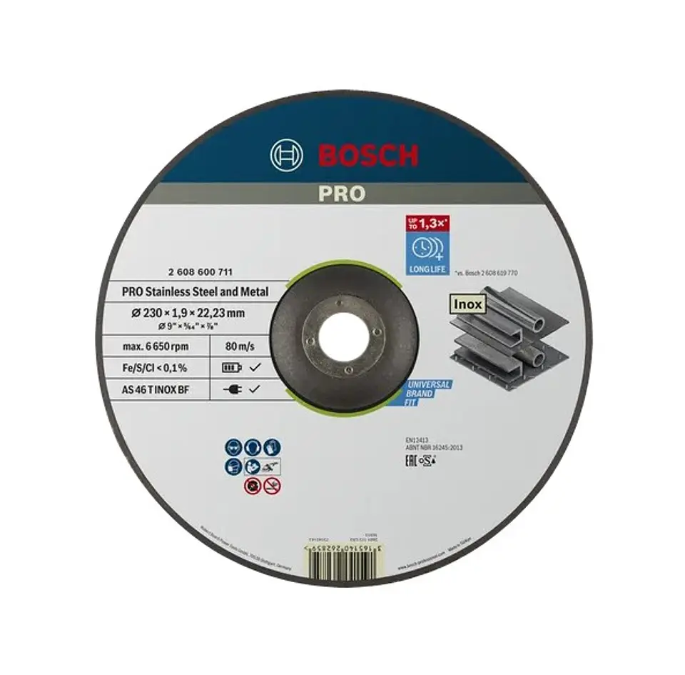 Disco abrasivo colado Ø230mm PRO Stainless Steel and Metal BOSCH 1