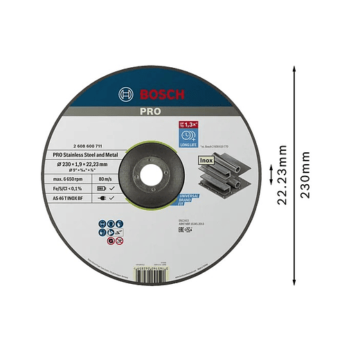 Disco abrasivo colado Ø230mm PRO Stainless Steel and Metal BOSCH 2