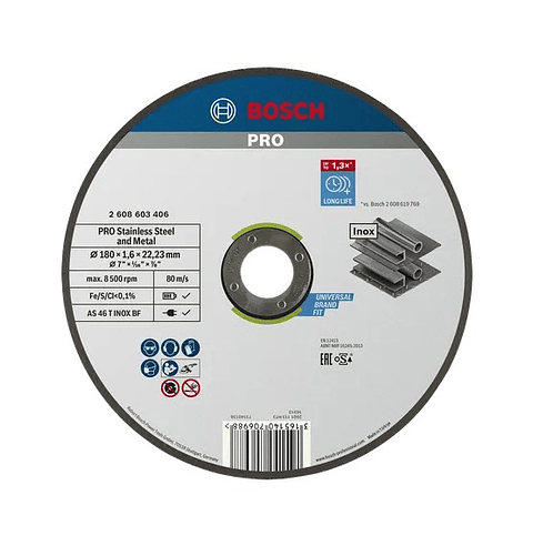 Disco abrasivo colado Ø180mm PRO Stainless Steel and Metal BOSCH