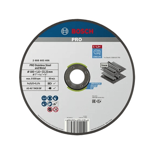 Disco abrasivo colado Ø180mm PRO Stainless Steel and Metal BOSCH 1