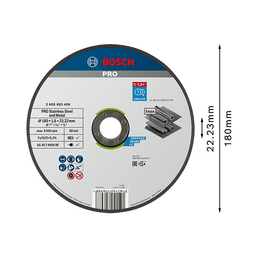Disco abrasivo colado Ø180mm PRO Stainless Steel and Metal BOSCH 2