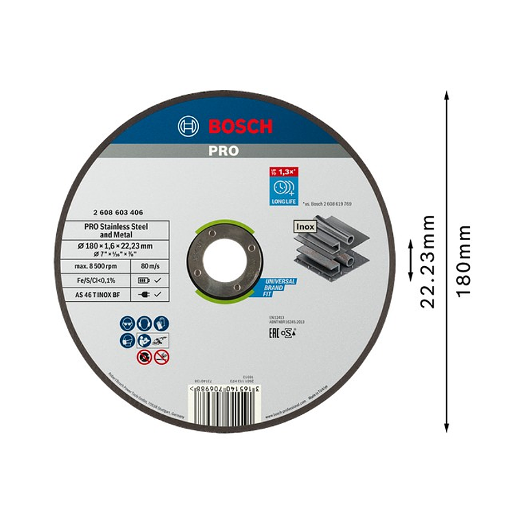Disco abrasivo colado Ø180mm PRO Stainless Steel and Metal BOSCH 2