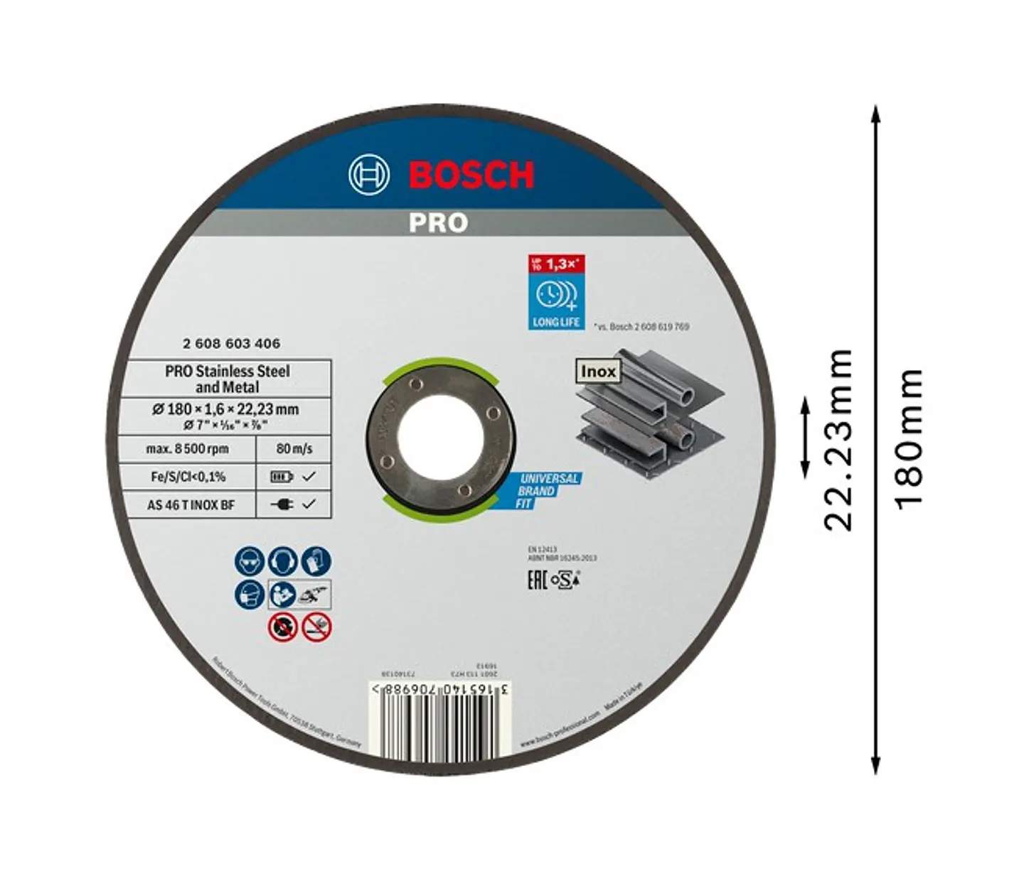Disco abrasivo colado Ø180mm PRO Stainless Steel and Metal BOSCH 2