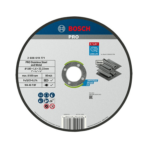 Disco abrasivo colado Ø180mm PRO Stainless Steel and Metal BOSCH 1