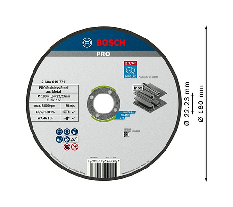 Disco abrasivo colado Ø180mm PRO Stainless Steel and Metal BOSCH