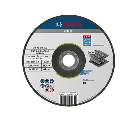 Disco abrasivo colado Ø180mm PRO Stainless Steel and Metal BOSCH