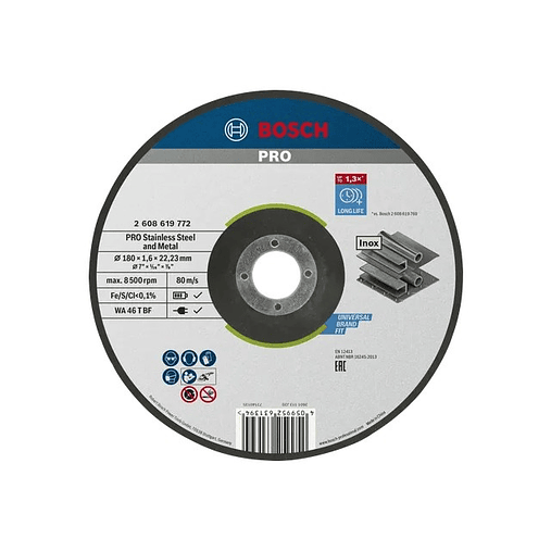 Disco abrasivo colado Ø180mm PRO Stainless Steel and Metal BOSCH 1