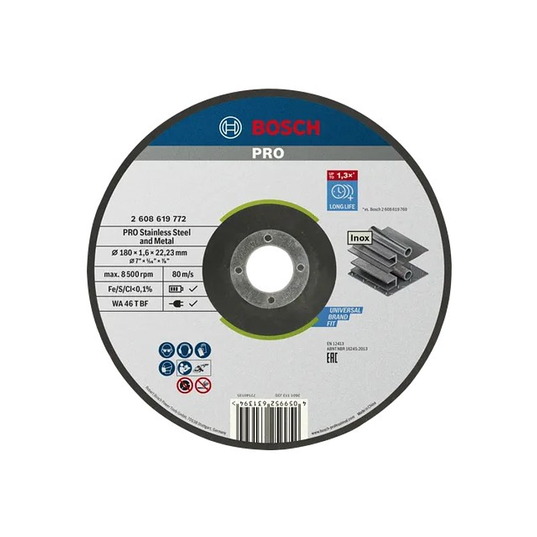 Disco abrasivo colado Ø180mm PRO Stainless Steel and Metal BOSCH 1