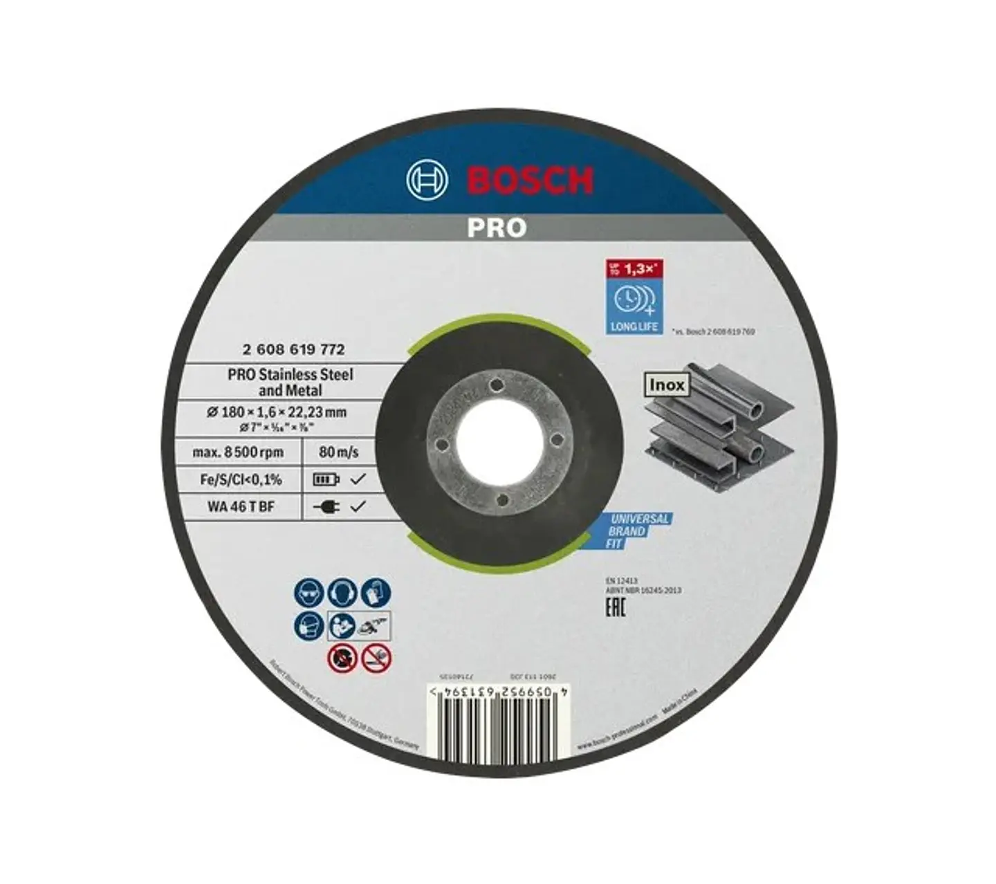 Disco abrasivo colado Ø180mm PRO Stainless Steel and Metal BOSCH 1