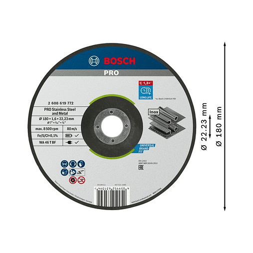 Disco abrasivo colado Ø180mm PRO Stainless Steel and Metal BOSCH 2