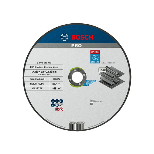 Disco abrasivo colado Ø230mm PRO Stainless Steel and Metal BOSCH  1
