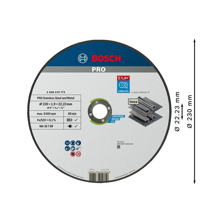 Disco abrasivo colado Ø230mm PRO Stainless Steel and Metal BOSCH  2