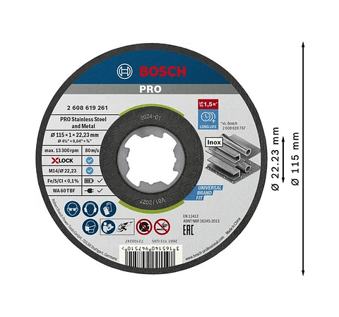 Disco abrasivo colado Ø115mm PRO Stainless Steel and Metal BOSCH 