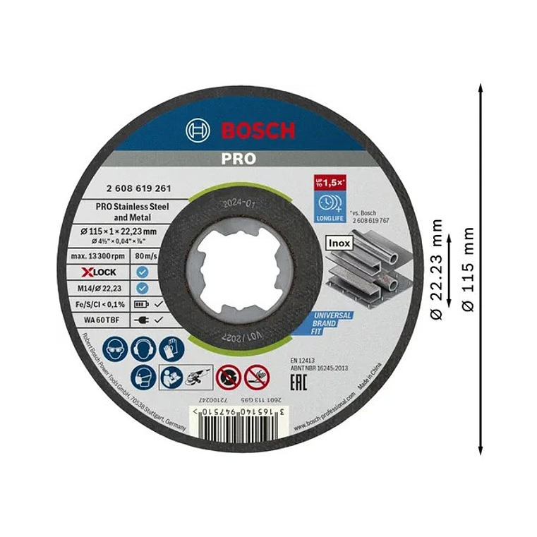 Disco abrasivo colado Ø115mm PRO Stainless Steel and Metal BOSCH  2